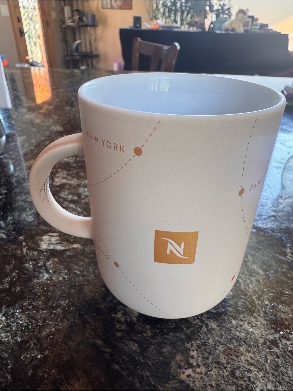 Nespresso World Explorations White and Gold Travel Dot Ceramic Mug